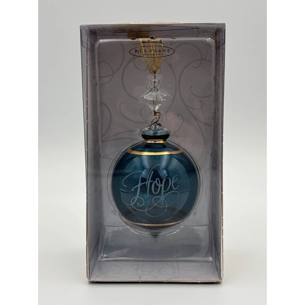 Hallmark Keepsake Ornament Perfect Harmony Etched Glass Blue Gold 2002 Vintage